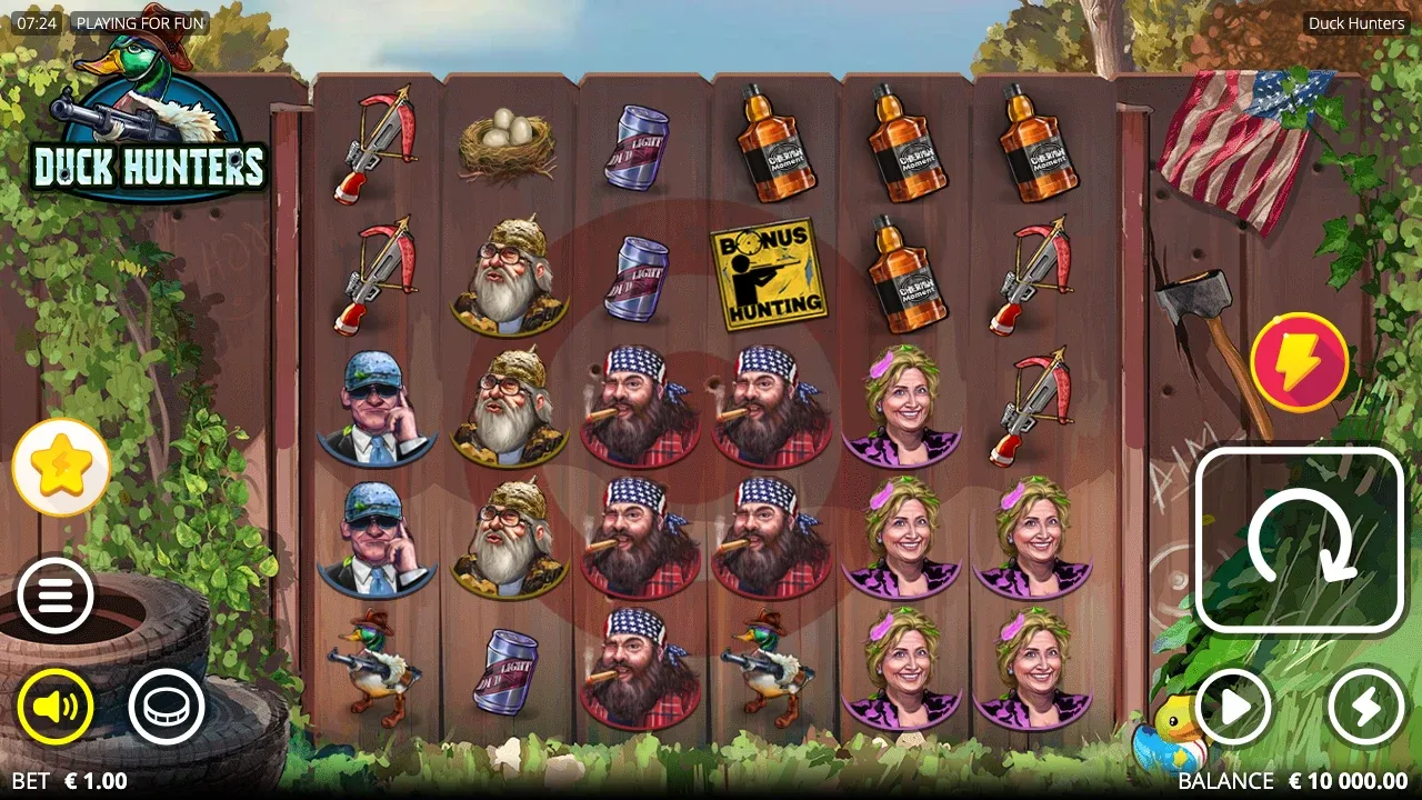 Duck Hunters slot game screen from the official Nolimit City demo