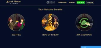 Royal Planet Casino welcome bonus
