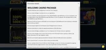 Slotsnbets Casino Welcome Bonus Package