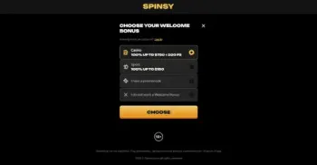 Spinsy Casino Welcome Bonus Package