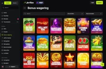 Jetton Casino Bonus Wagering Page With Eligible Slots