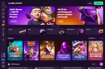 Mellstroy Casino Lobby With Slot Categories And Streamer Branding