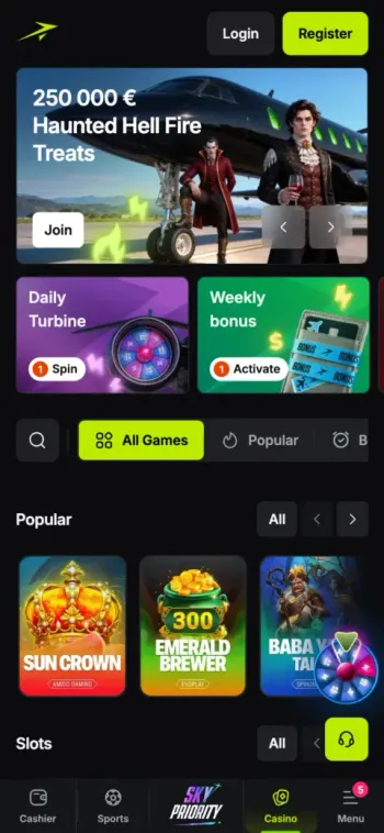 Jetton Casino Homepage On A 390 Px Mobile Layout