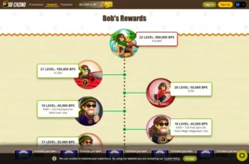 Bob Casino Rewards Page Screenshot