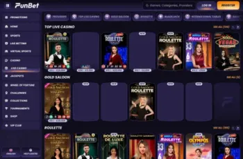 Funbet Casino Live Casino Page Screenshot
