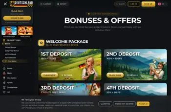 Deutschland777 Casino Promotions Page Screenshot