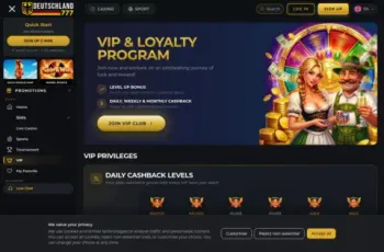 Deutschland777 Casino Vip Page Screenshot