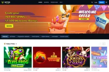 Ripper Casino Games Lobby With Welcome Banner Screenshot