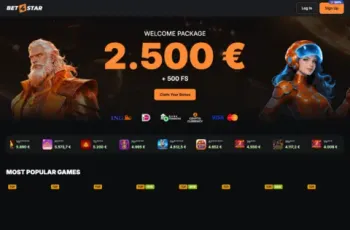 Bet4star Casino Welcome Package Banner Screenshot
