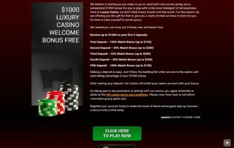 Luxury Casino Welcome Bonus Package