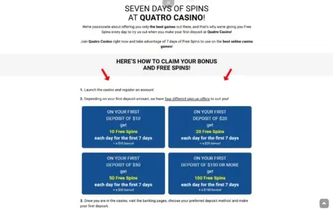 Quatro Casino Welcome Bonus Package