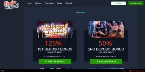 Fruits4real casino promotions