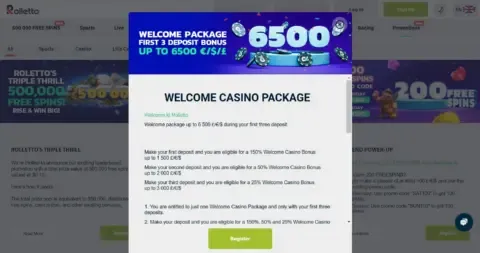 Rolletto Casino Welcome Bonus Package