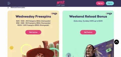 Wild Fortune Casino Reload Bonuses