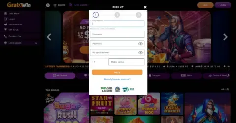 Gratowin Casino Welcome Bonus Package