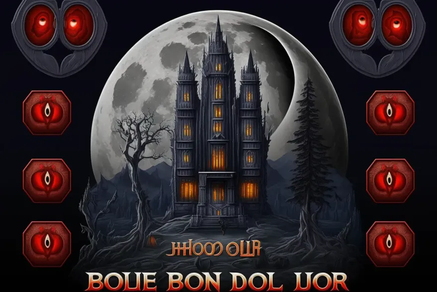 Gothic castle under a full moon illustrating the Blood Moon slot theme