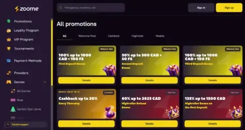 Zoome Casino Promotions
