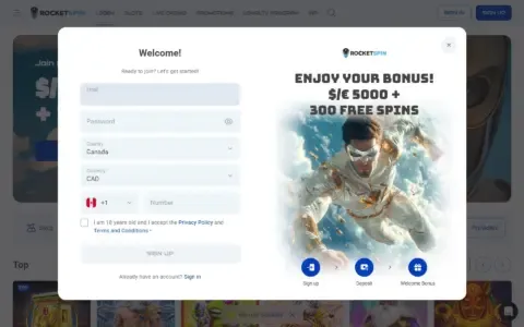 Rocket Spin Casino Welcome Bonus Package