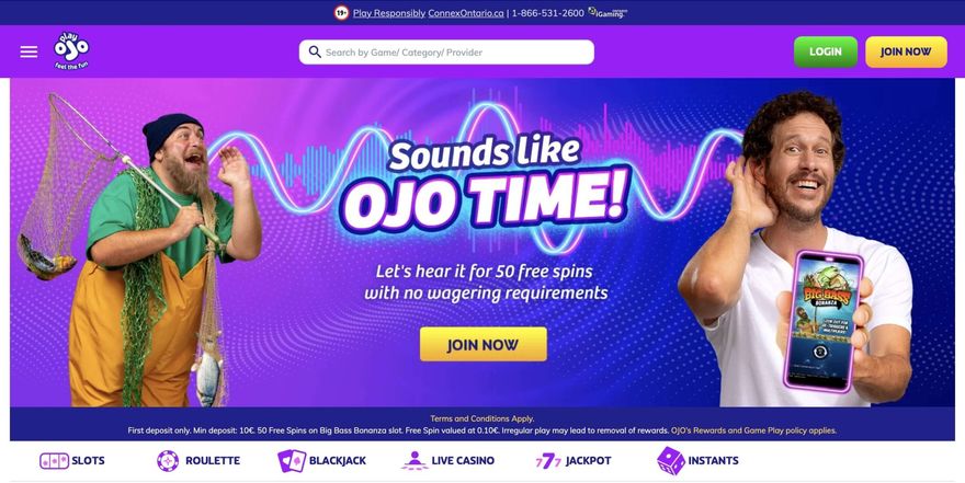 Play Ojo Home Page