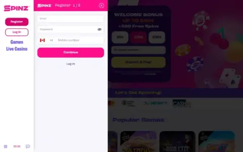 Spinz Casino Welcome Bonus Package