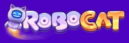 The RoboCat logo, featured in our comparison, a Curacao-licensed casino offering Mini Baccarat games