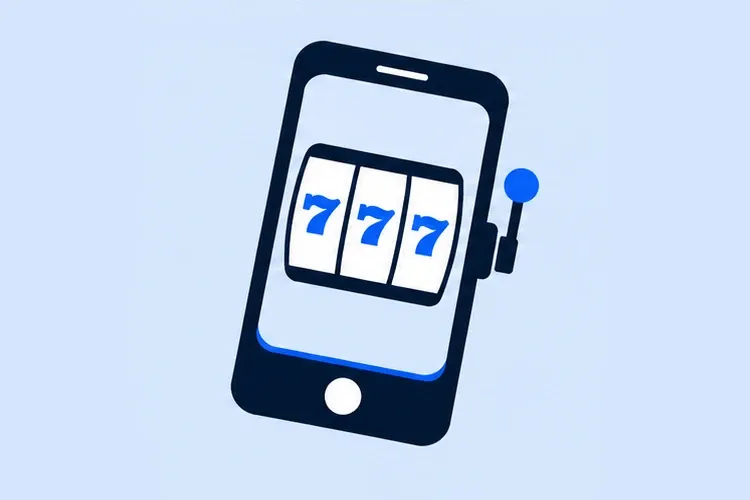 Mobile phone screen showing a slot machine reel icon