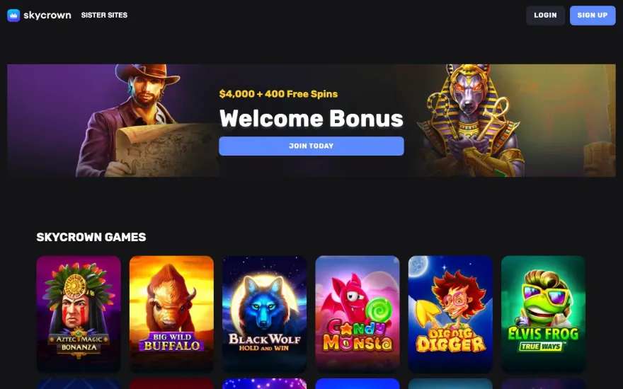Skycrown Casino banking page showing payment methods Australia
