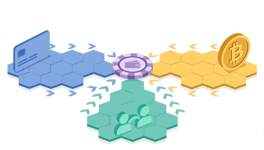 Three funding routes: card, Bitcoin, and peer-to-peer transfer