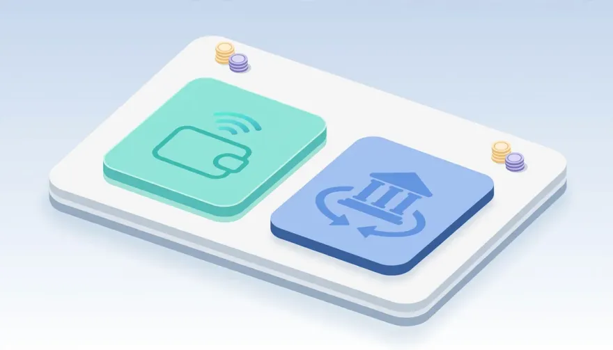 Selecting a withdrawal method like e-wallet or bank transfer for Flexepin deposits, isometric illustration