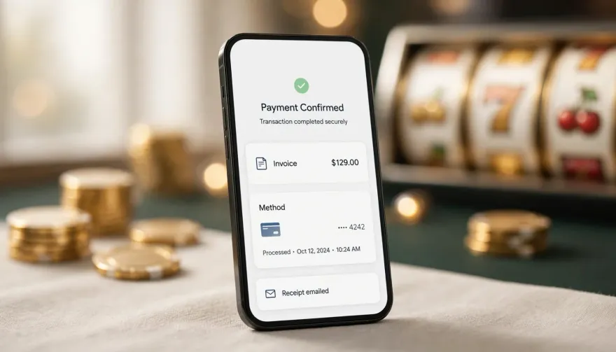 Smartphone displaying mobile billing payment interface for pay by phone casino deposits