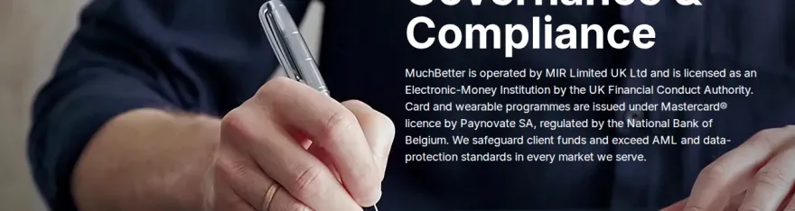 MuchBetter's official Governance and Compliance page screenshot