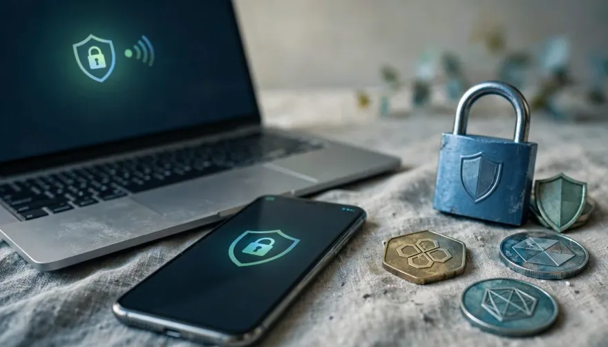 secure cryptocurrency transaction with digital padlock and shield motif protecting altcoin casino deposits