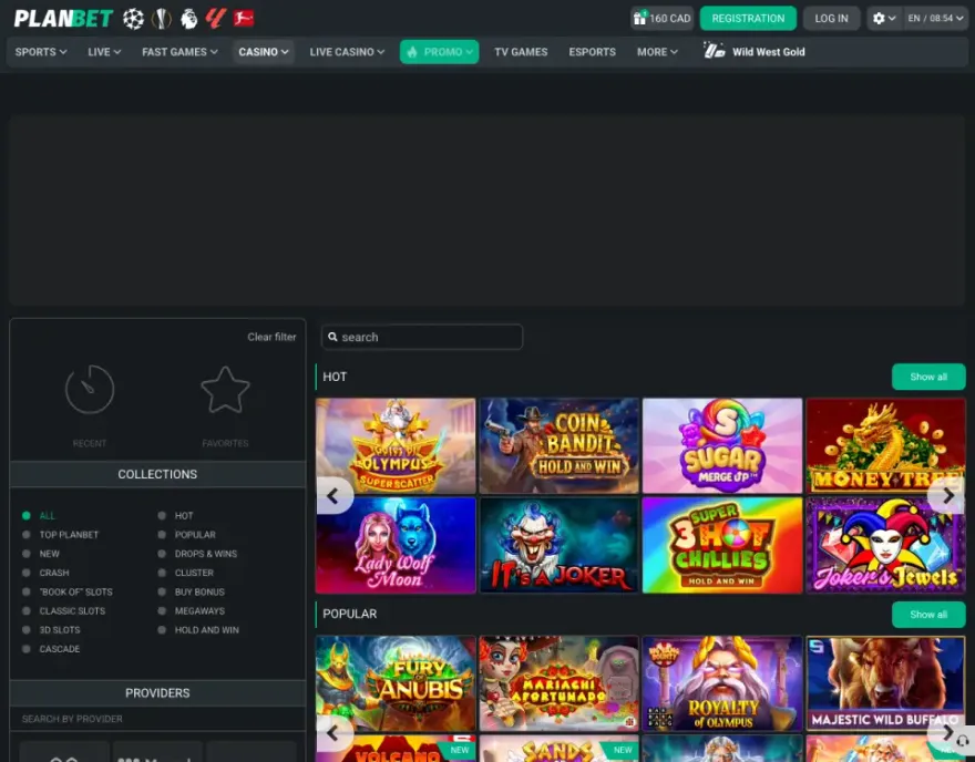 Planbet online casino games and live casino lobby