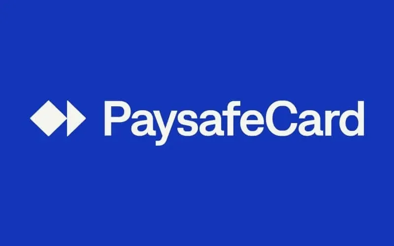 Paysafecard payment method logo in white text on blue