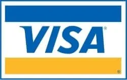 Visa payment method logo in blue text on white