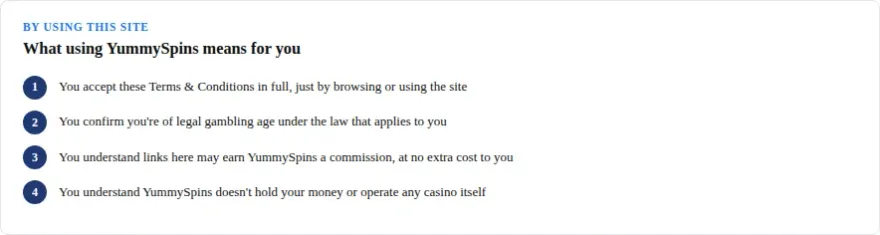 Four-step summary of what accepting these terms means for you