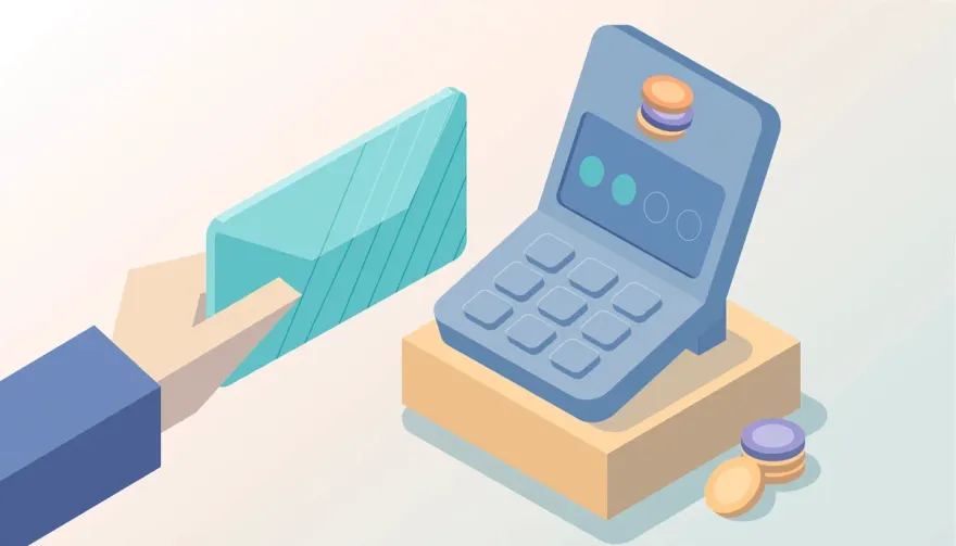 Entering a Flexepin voucher PIN at a casino cashier, isometric illustration