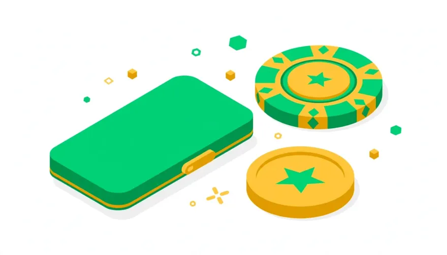 Isometric mobile phone with casino chip showing active modern phone bill deposit method