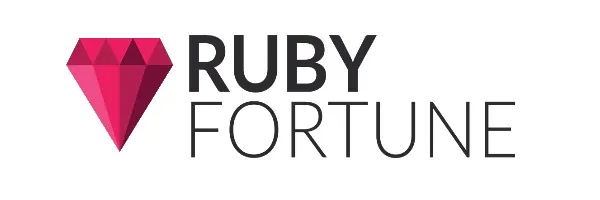 Ruby Fortune Casino logo with a pink gemstone icon