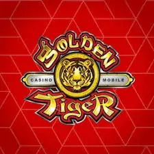 Golden Tiger Casino Mobile logo with a tiger medallion on a red background
