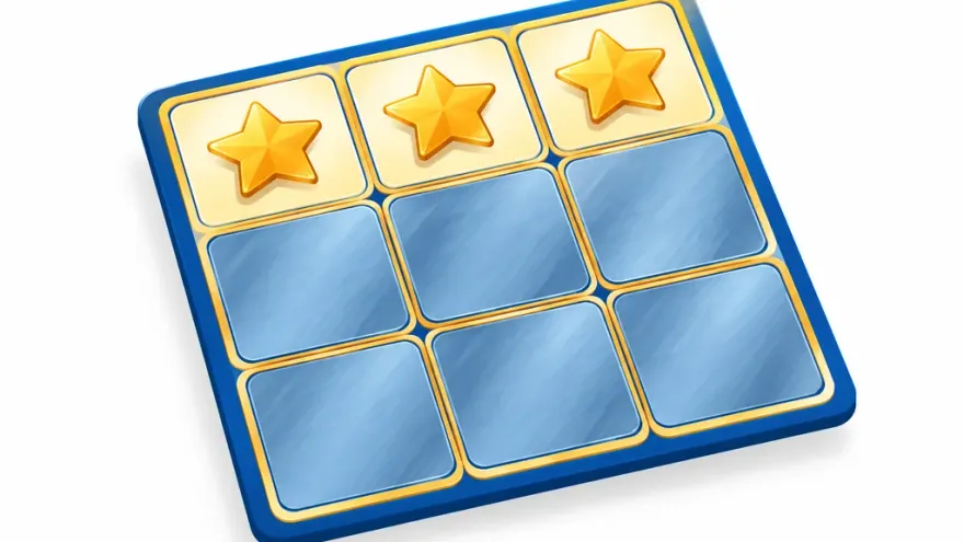 Online scratch card 9-panel grid revealing matching symbols