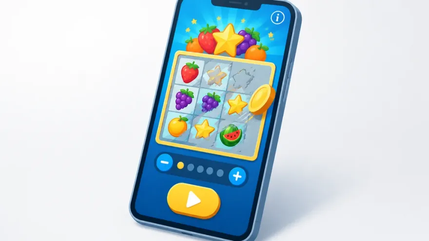 Online scratch card mobile game mockup with generic UI