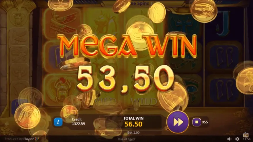 Rise of Egypt slot by Playson, a 5-reel 20-payline pharaoh-themed slot