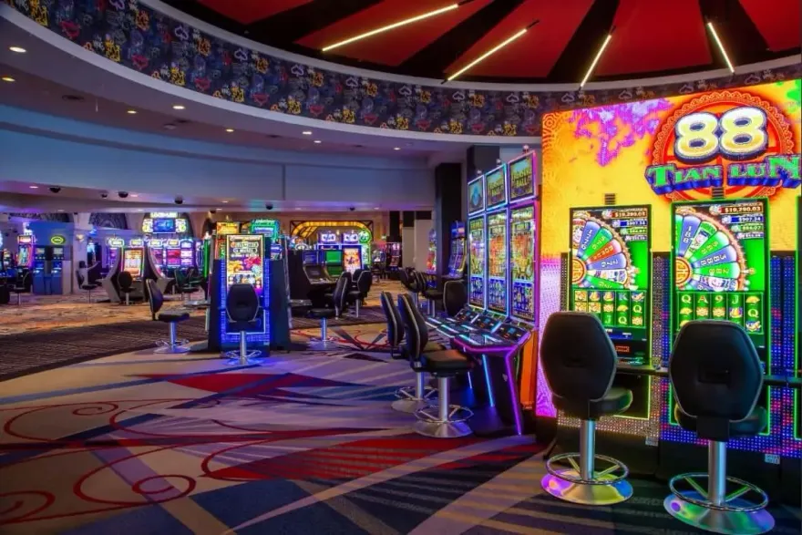Modern slot machines on a Niagara Falls casino gaming floor