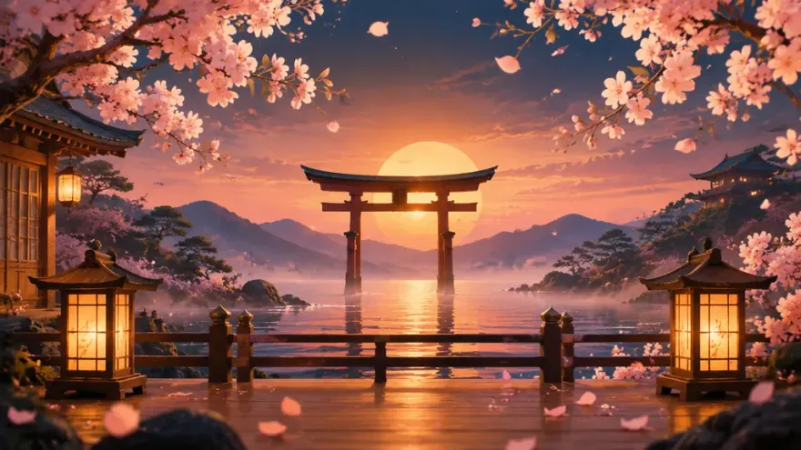 Japanese slot machine reels glowing with samurai and cherry blossom motifs