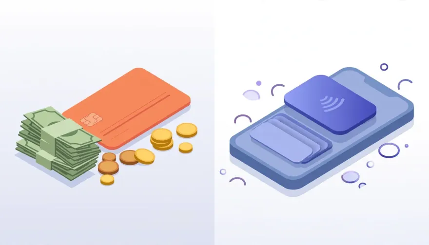Physical prepaid voucher with cash versus a smartphone e-wallet app