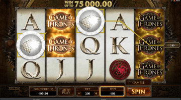 Game of Thrones slot free spins