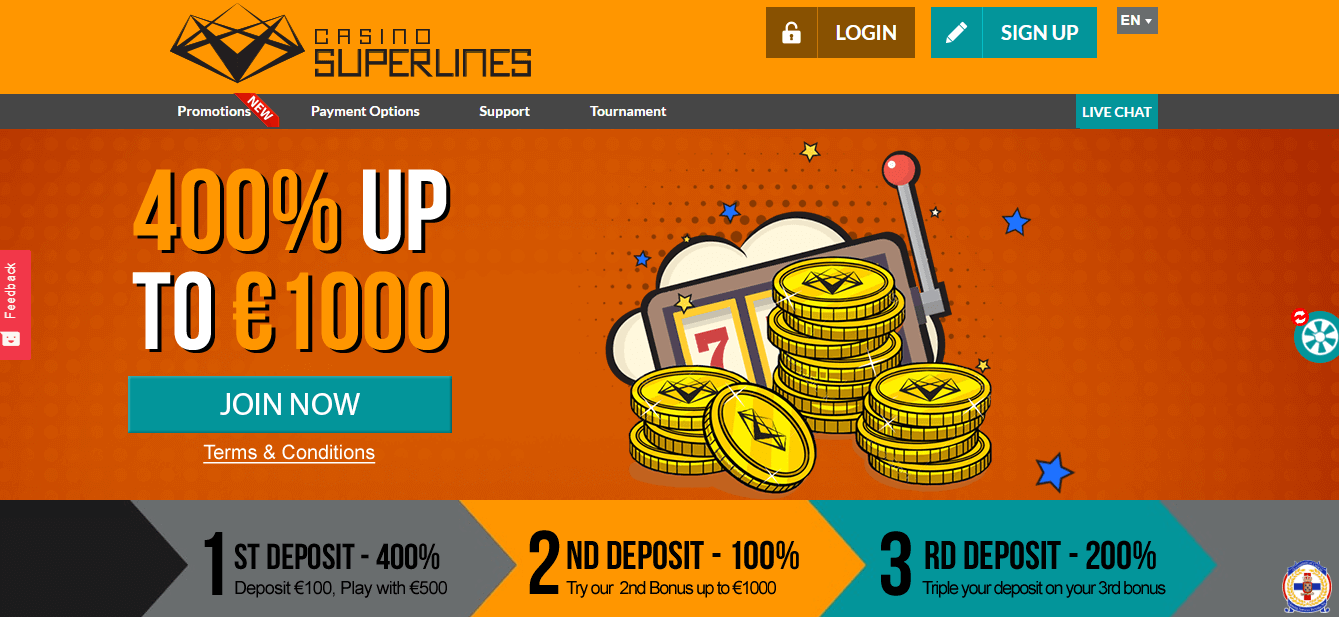 Superlines Casino Bonus Code