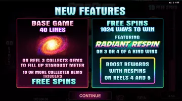 Star Dust slot free spins