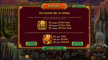 play The Golden Owl Of Athena slot